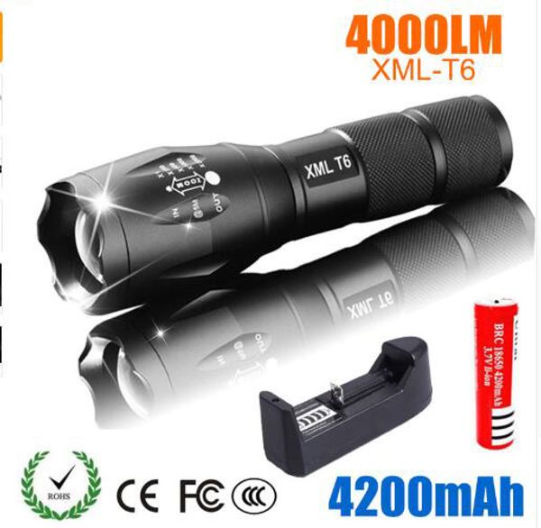 

led rechargeable flashlight pocket xml t6 linterna torch 4000 lumens 18650 battery outdoor camping powerful led flashlight