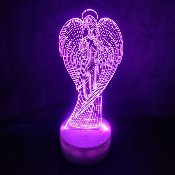 

creative 3d table lamp colorful wings girl shape nightlight led angel home decor atmosphere decor virgin mary usb light fixture