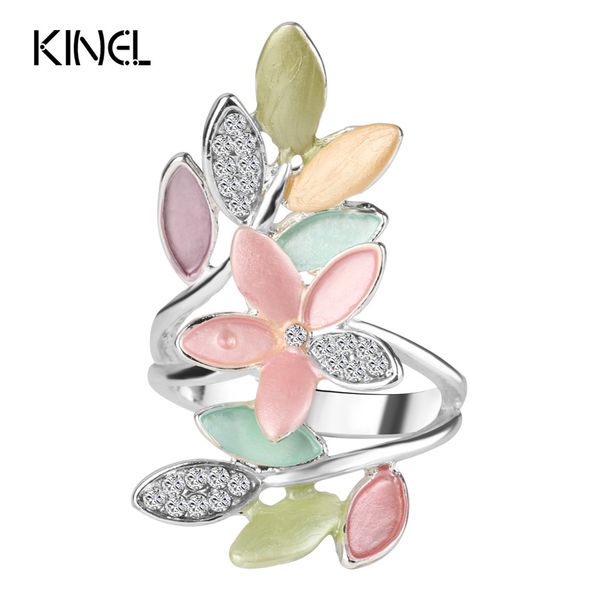 

2017 new trendy multicolor enamel rings for women crystal wedding ring female vintage jewelry wholesale girl gift, Golden;silver