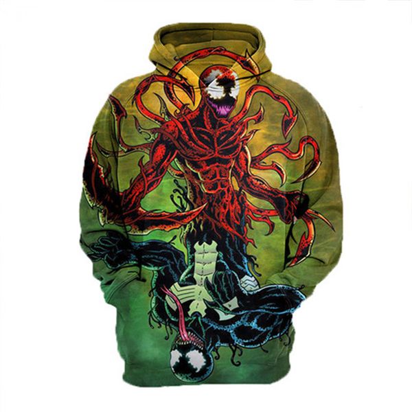 

новейшая мода мужчины / женщины смешной фильм яд последний harajuku стиль 3d смешно печатных crewneck толстовка мода повседневная 3d толстов, Black