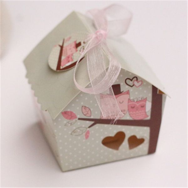 

50pcs/lot new creative candy boxes birthday wedding favors party gift supplies paper house birds candy boxes ing