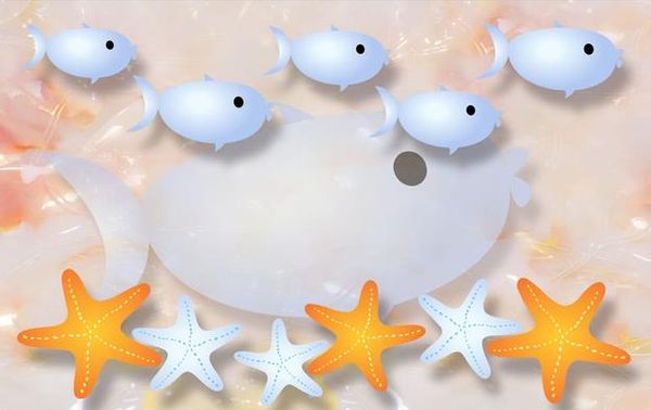 

3d мультфильм рыба морская звезда фон фотообои 3d обои 3d обои для тв фон