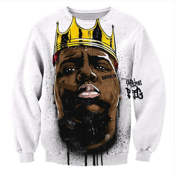 

wholesale-fashion womens/mens biggie funny 3d print casual sweatshirt qq040, Black