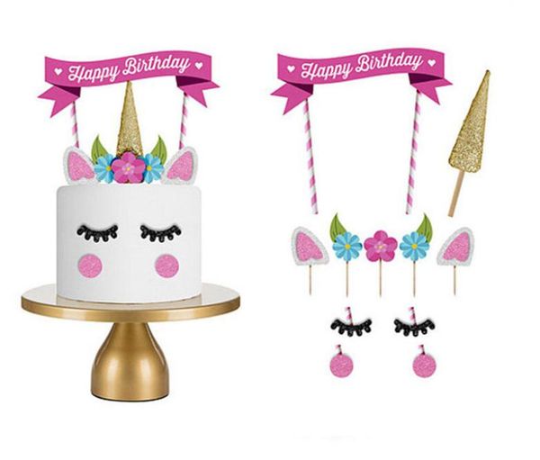 Handmade Pink Unicorn Party Cake Topper Wedding Cupcake Decoration