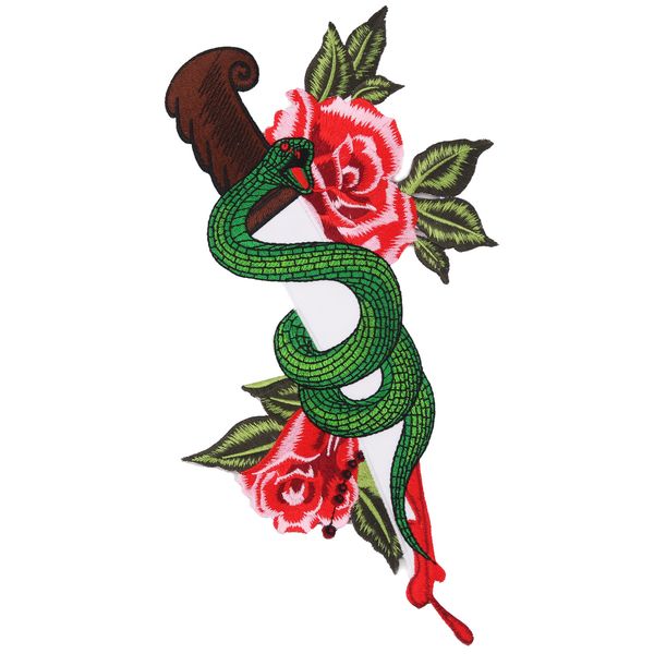 

embroidery flowers snakes patches for jackets,embroidered serpents badges appliques for jeans,patches for clothing a141, Black