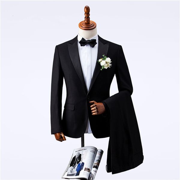 

black wedding suits groom tuxedos 2 pieces (jacket+pants) slim fit bridegroom men suits business prom wear man blazer, Black;gray