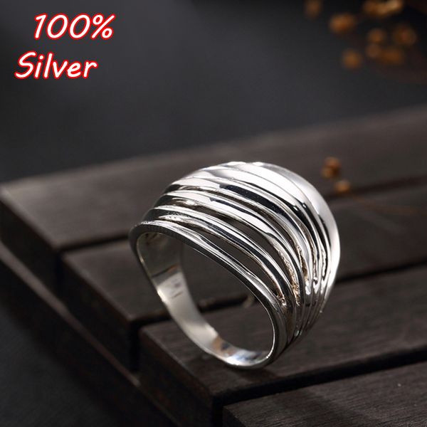 

s925 sterling sier european and american fashion simple thai sier hollowed-out twist unique ladies' ring, Golden;silver