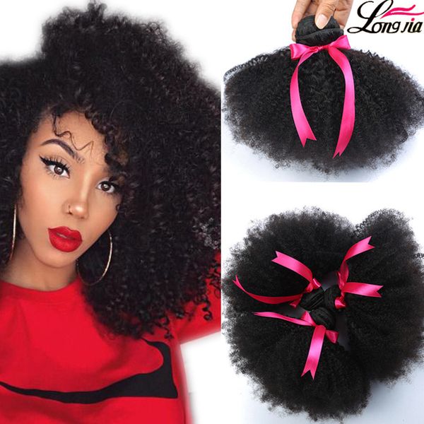 

Brazilian afro curly human hair unproce ed brazilain afro kinky curly 3 or 4 bundle 8a malay ian peruvian virgin human hair weave 1b, Black