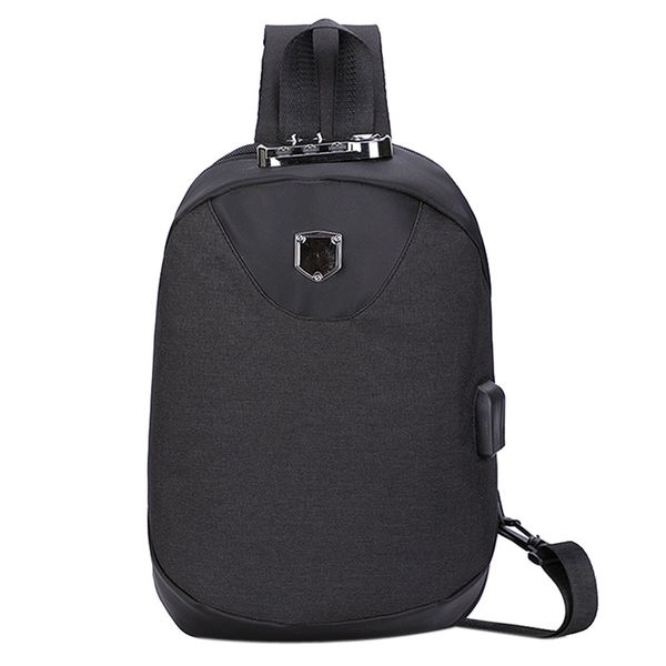 Men Anti-Theft USB Bag Chest Bag Oxford Cloth Outdoor Shoulder Bag Messenger Bag