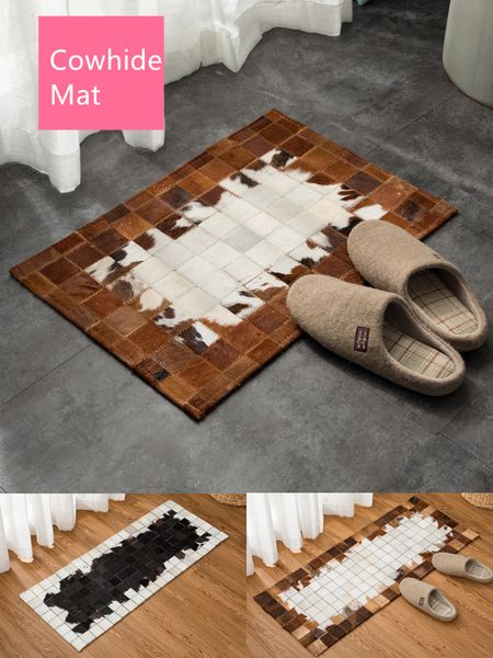 

nordic leather cowhides into the door mat door entrance floor mats foyer bedroom bedside pedal home rug custom