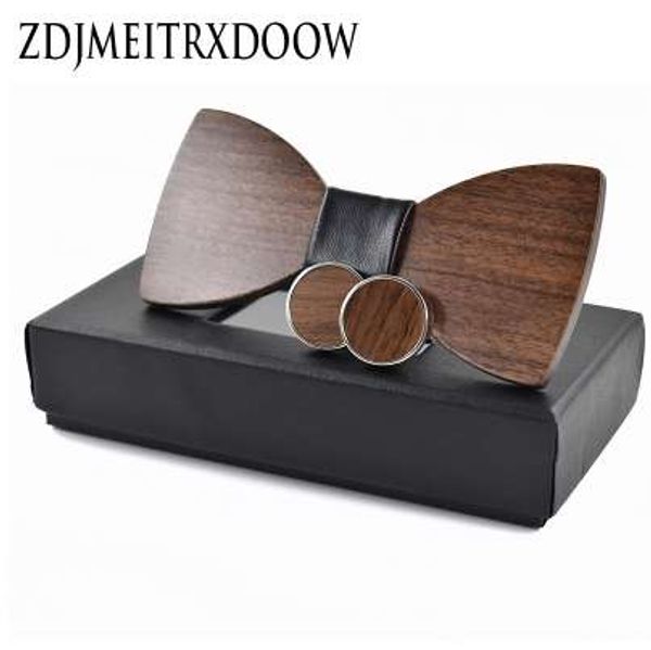 

fashion wedding wood bow tie cufflinks set mens suit papillon corbatas tie gravata pajaritas hombre noeud papillon enfant, Black;gray