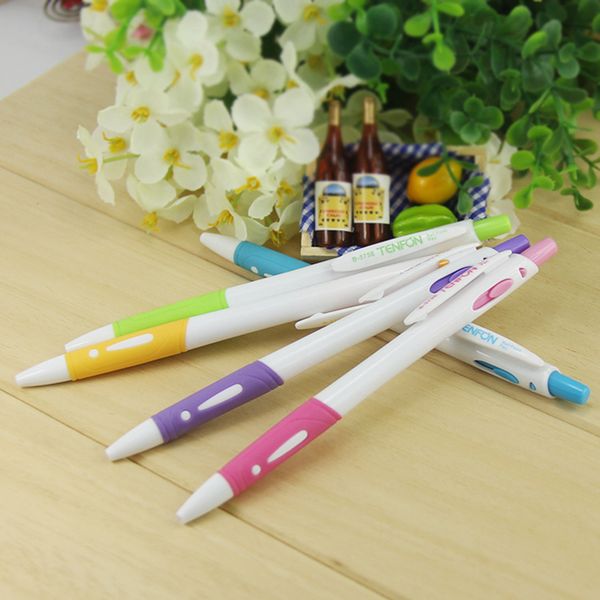 

6 pcs ball pen plastic ball pen ballpoint pressed white rod ballpoint, Blue;orange