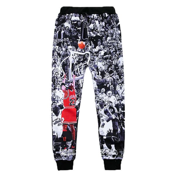 

cool men jogger pants 3d micheal 23 the last sprint sweatpants hip hop street style casual loose full length trousers, Black