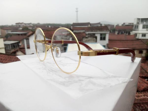 

Wood ungla e men brand de igner new 2018 fa hion retro buffalo horn gla e vintage gold round frame un gla e for women eyegla e