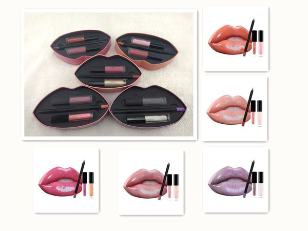 

Stock beauty trobe lip glo et 5 color tin box liquid lip tick lip contour liner pencil collection matte lipglo kit hip