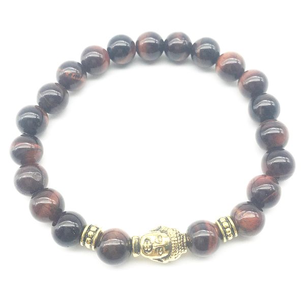 SN1294 Mode Männer Buddha Kopf Armband 2018 Neue Design Armreif Hohe Qualität Yoga Schmuck Natürliche Rote Tigerauge Armband