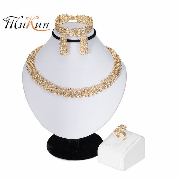 

mukun 2019 new nigerian wedding african beads jewelry set women brand dubai gold jewelry wholesale customer design bridal gift, Silver