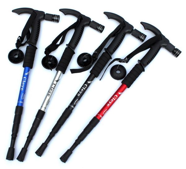 

new 2018 outdoor camping mountaineering trekking four-section aluminum alloy -absorbing light