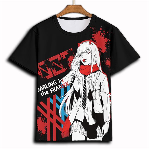 

darling in the franxx t-shirts anime ichigo zero two cosplay t shirt casual breathable tees, White;black
