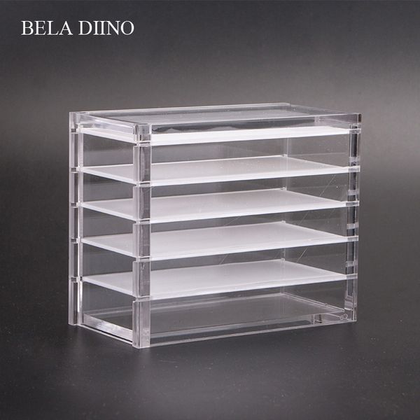 

5 layers false eyelash storage box clear acrylic makeup display lashes glue pallet holder case grafting eyelash extension tool