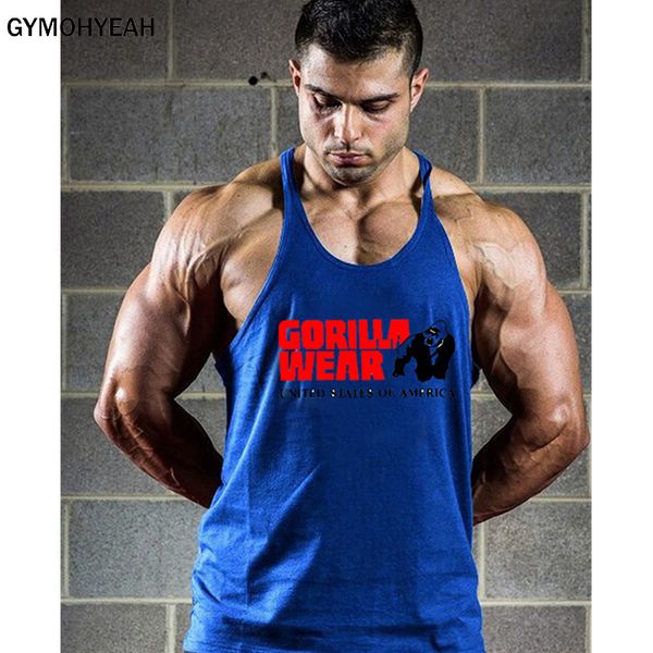 

gymohyeah fashion brand men tank thin strap fitness men body bodybuilding singlets suit t-shirt cotton waistcoat, White;black
