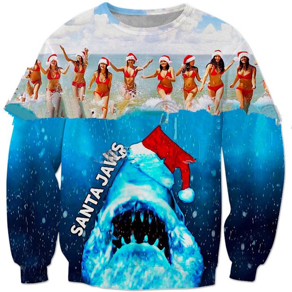 

новое прибытие красота и дельфин на рождество мода мужчины / женщины смешные 3d печатных толстовка стиль мода повседневная толстовка b300, Black