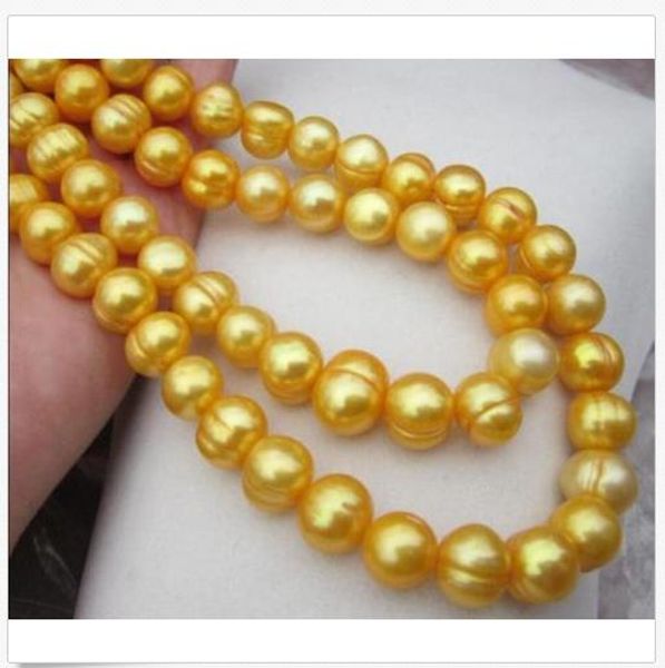 

35" 11-12 мм natural yellow южного моря baroque жемчужным ожерельем 14к золото clasp, Silver