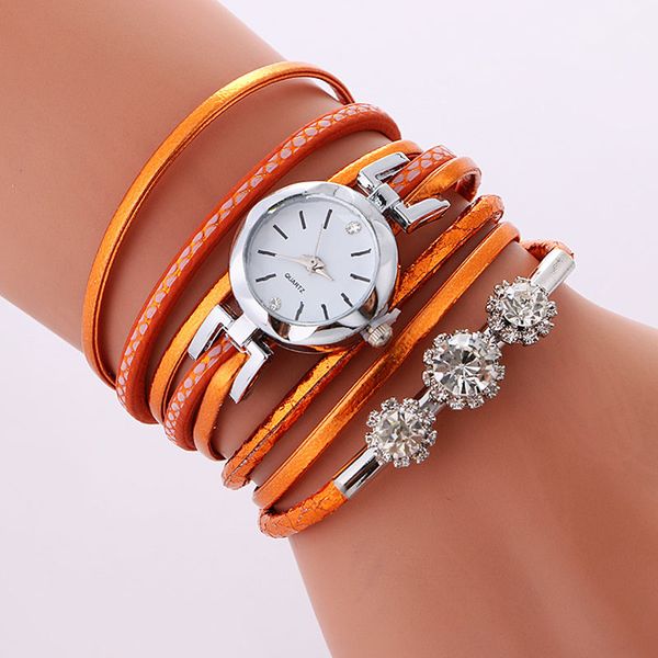 

three diamond decoration hand catenary bracelet watch women montre femme zegarek damski ladies watch relojes para mujer bayan, Slivery;brown