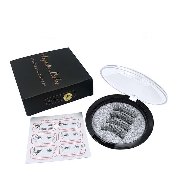 

100% brand new dual magnetic fake eyelashes 4pcs each pair natural long false lashes dhl makeup accessory for eyes