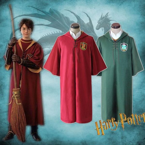 

harry potter cape quidditch robe cloak gryffindor slytherin quidditch robe cloak cosplay costume magic robe kka6151, Black