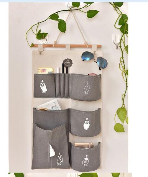 2019 Drop Shippingg 35 60cm Cotton Linen Hanging Storage Bag Door