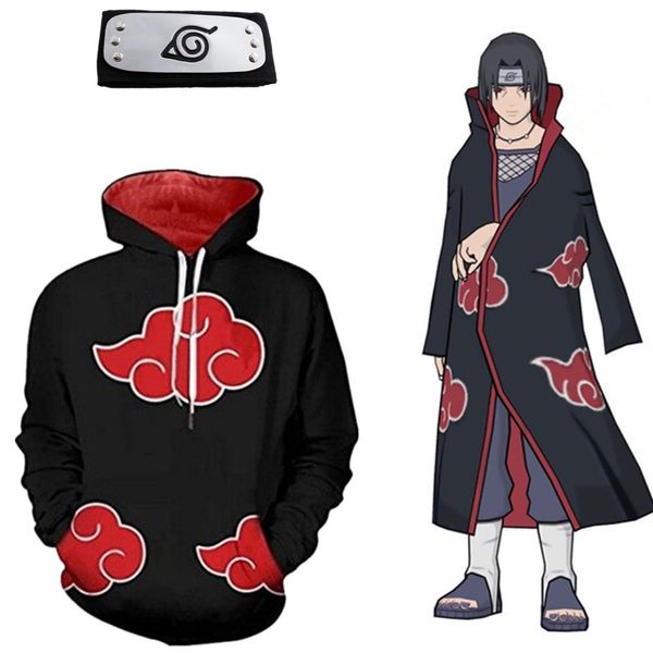 Asian Size Japan Anime Naruto Akatsuki Itachi Uchiha Halloween Hokage Cosplay Soft Unisex Costume Hoodie Headband Costumes Costume From Riddlestar