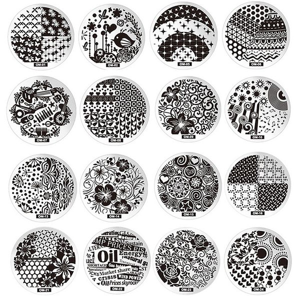 

1pcs round shape nail art stamp template nail art tool lovely bird leaf flower image pattern printing template, White