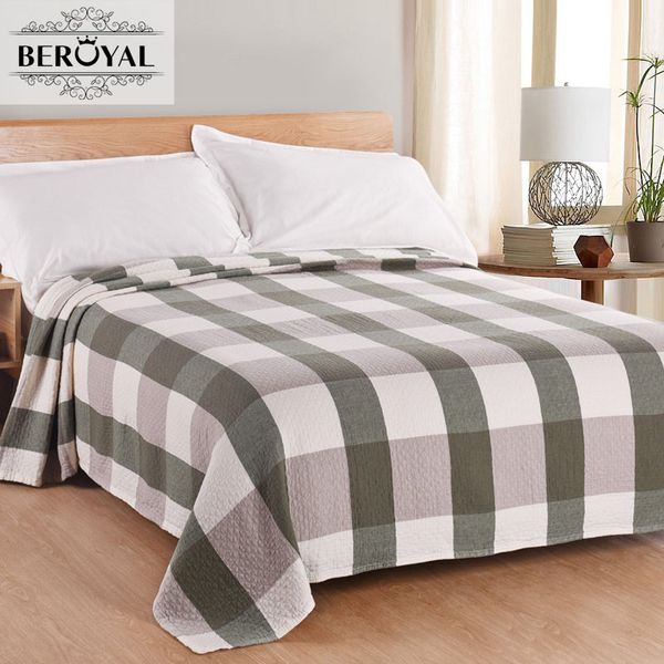 

beroyal brand 2017 blanket -1pc 200*220cm 100% cotton blanket three layers gauze plaid super soft muslin blankets
