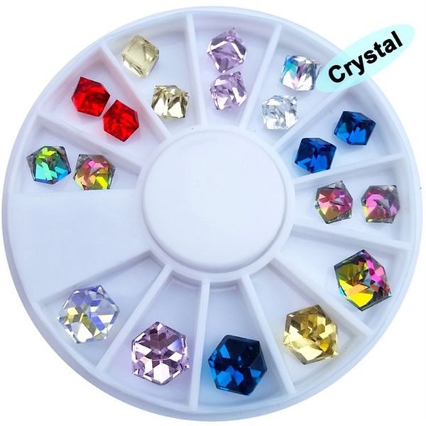 

20pcs/bag mix colors nail crystals 4mm cube square crystal rhinestones for nails colorful 3d nail art diamonds euw-rrte154, Silver;gold