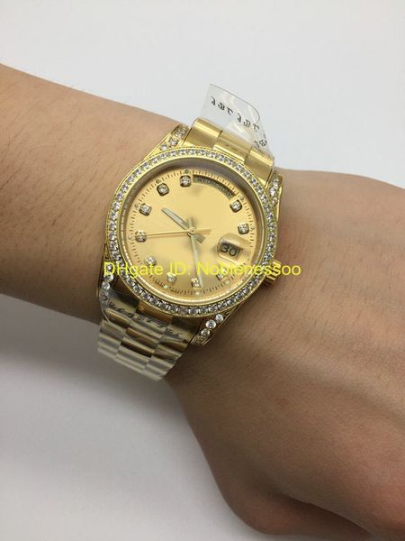 

Top Quality Wristwatch Mens 36mm Day-Date President 18k Yellow Gold Diamond Mens Watch 118238 Asia 2813 Movement Automatic Watches