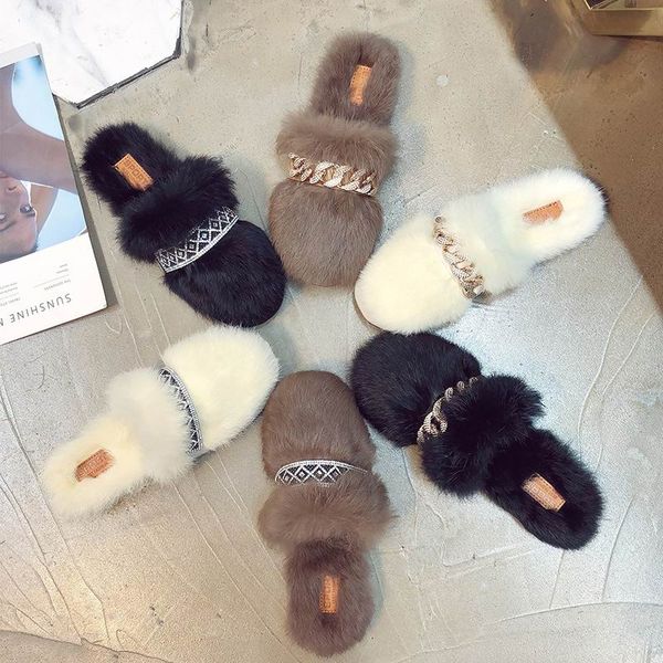 

ERRFC Winter New Women Casual Slippers Designer Sexy Ladies Slides For Woman Flat Fur Slippers For Girls Sapato feminino