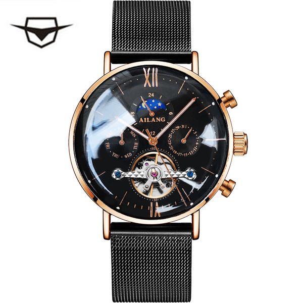 

2018 new reloj, ailang luxury men's mechanical automatic watch, swiss gear s class wrist watch, fashionable leisure watch, Slivery;brown