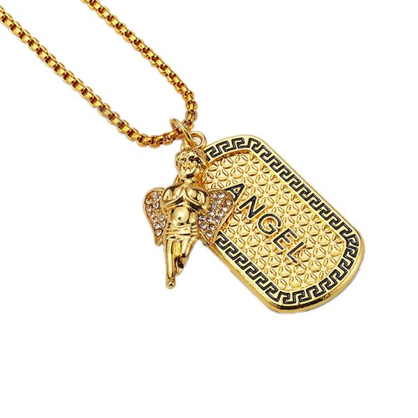 

мужчины женщины танец собака бирка кулон ожерелья 75 см длинные цепи рок микро хип-хоп ювелирные изделия кристалл ангел ожерелье для мужчин, Silver