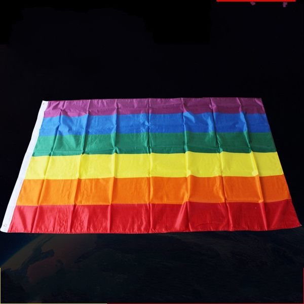 

Polye ter fiber rainbow flag 90x150cm gay proud colour tripe banner for fe tival celebration party decorate parade article decoration 5jh