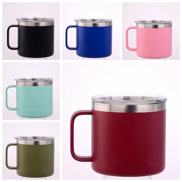 

6 color 14oz kid milk cup tainle teel cup with lid double wall vacuum in ulated mug metal wine gla cca9562 50pc