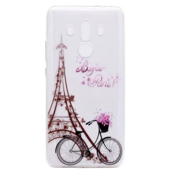 

transparent tpu cover for huawei mate 10 pro case colour decoration tower bike butterfly girl design phone cases