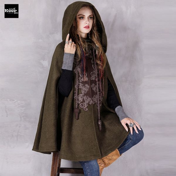 2018 Boho Casaco Lose Wintermantel Kapuzenwolle Verdicken Kapuze Frauen Viskose Blumenstickerei Mäntel Mit Poncho Mantel Feminin Von Warme Großhandel n0wPkO8