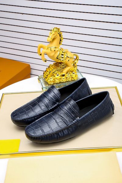

2018 luxury new mens loafers party100% real cow leather stripe dress walking wedding shoes size 38-45, Black