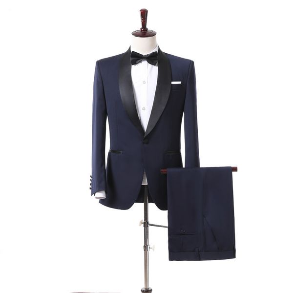 

navy blue slim fit men suits wedding tuxedos 2 pieces (jacket+pants) bridegroom groomsman suits man prom wear blazer, Black;gray