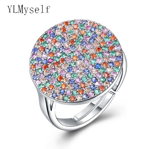 

beautiful round design ring multi color crystal jewellery trendy jewery great colorful rings, Golden;silver