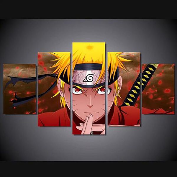 

modern living room frame home decor hd printed canvas 5 panel anime naruto character pictures painting wall art modular posters