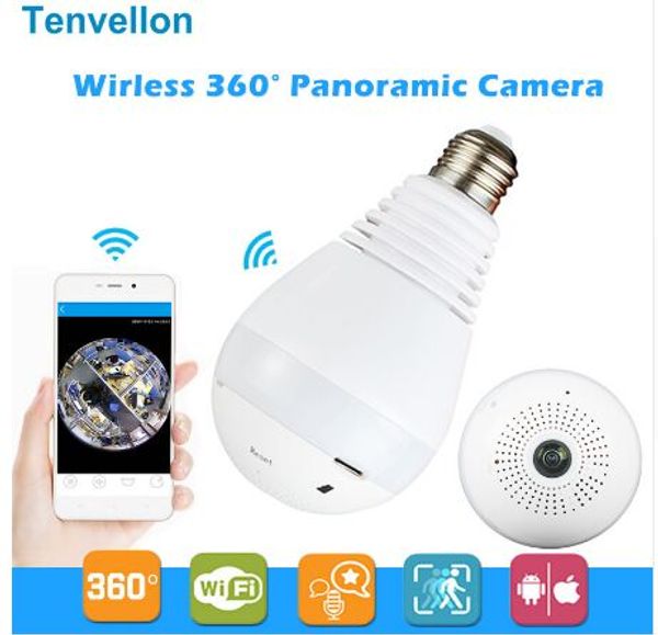 

960p 360 degree wireless ip camera bulb light fisheye smart home cctv 3d vr camera 1.3mp home security wifi camera