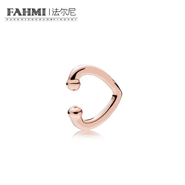 

fahmi 100% 925 sterling silver 1:1 original exquisite style noble 287214 open heart ear cuff rose gold earrings women jewelry, Golden;silver