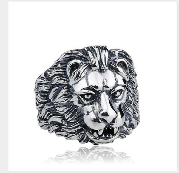 

fashion, personality, domineering, lion head, retro ring, lion ring, Silver
